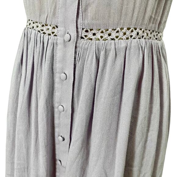 TOBI Lavender Purple Casual ButtonFront Mini Dress Eyelet Crochet Waist Sundress - Picture 9 of 10